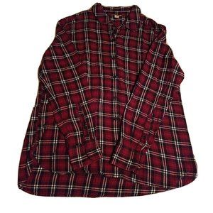 Woolrich Maroon/Black Plaid Flannel Shirt Women's Large Long Sleeve Button-Up